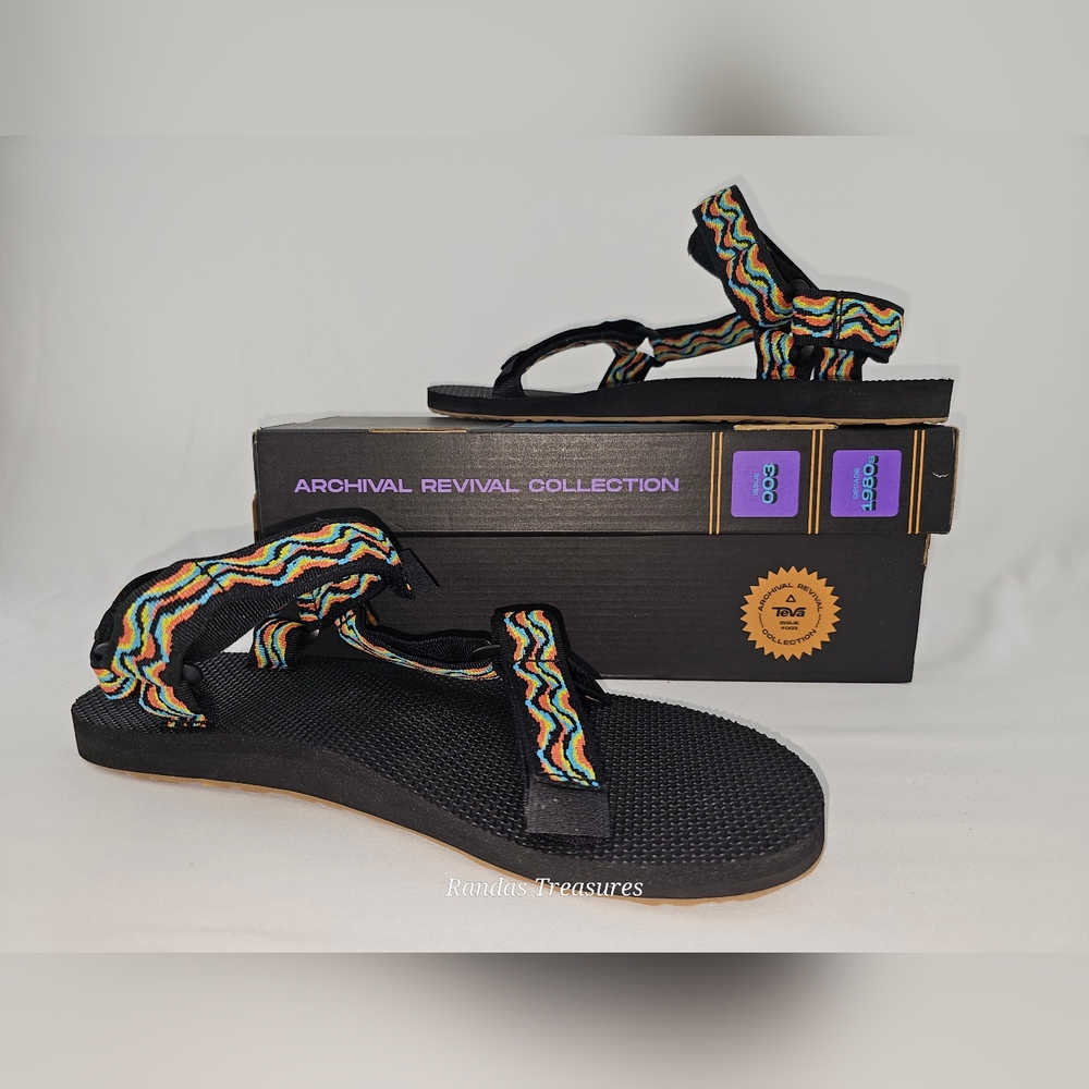 Teva Men Sz 12 Sandals Flat NIB Multicolor Beach Summer Vacation Shoes Adjust